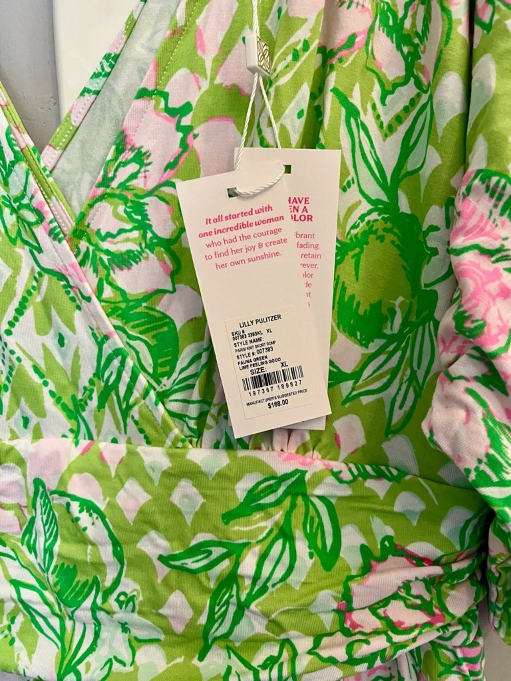 NWT Lilly Pulitzer Parigi Skort Romper Fauna Green Lime Feeling Good Size XL - Picture 4 of 5